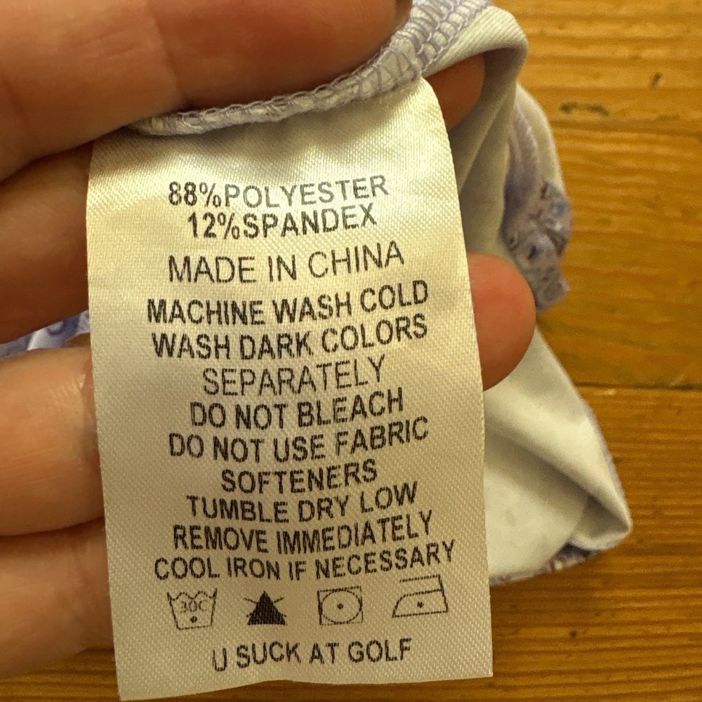 U Suck At Golf Polo Shirt Mens Large Purple Novelty Beverage Stretch‎ SIZE L - Picture 5 of 7
